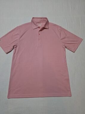 PGA Authentic Men’s Small Pink Striped Performance Golf Polo Shirt